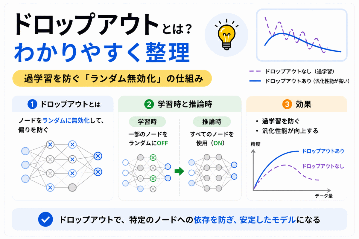 【G検定対策】ドロップアウト（Dropout）とは？わかりやすく整理