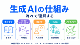 【G検定対策】生成AIの仕組みを流れで理解する|事前学習・RLHF・RAG・アライメントの関係