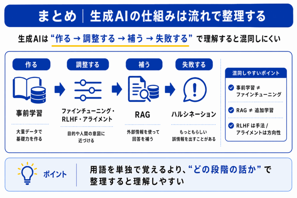 生成AIの仕組みのまとめのイメージ画像