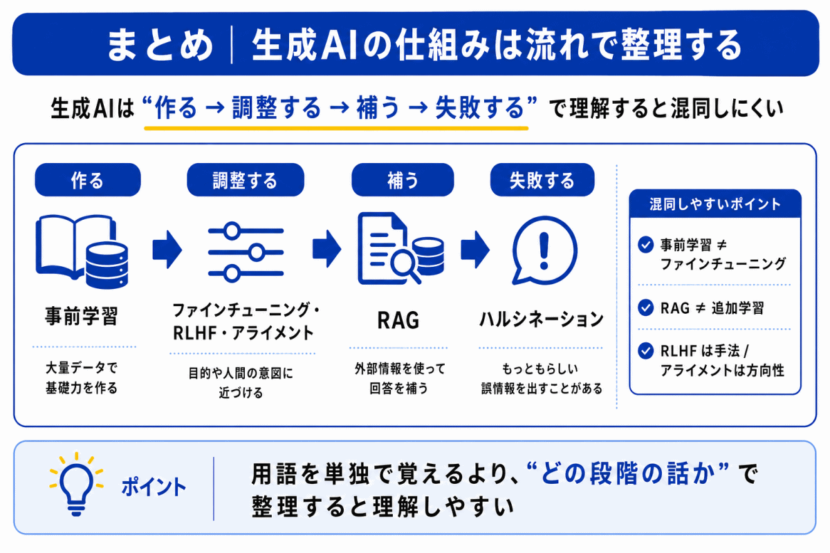 生成AIの仕組みのまとめのイメージ画像
