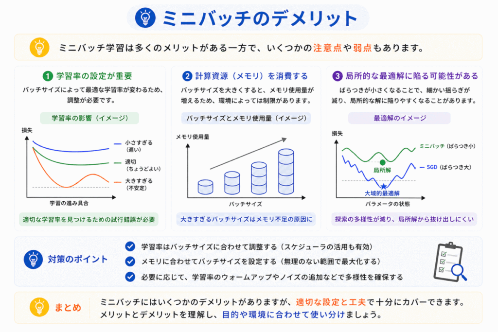 ミニバッチのデメリットのイメージ画像