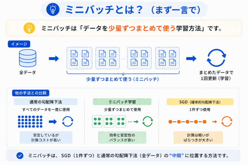 ミニバッチをひとことでまとめると？のイメージ画像