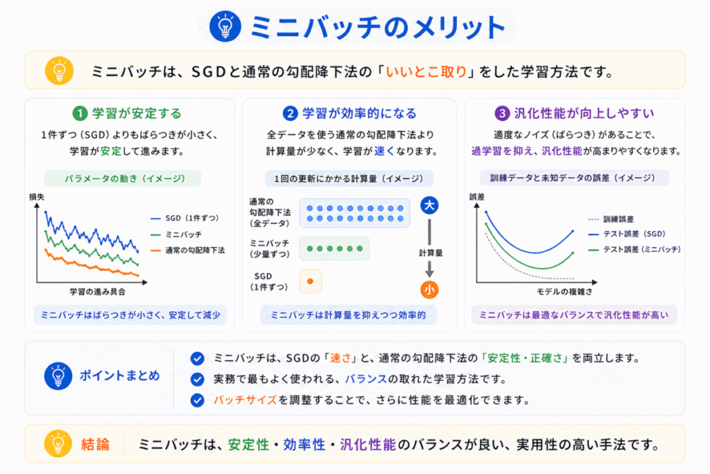 ミニバッチのメリットのイメージ画像