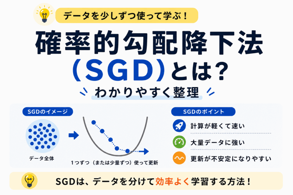 確率的勾配降下法（SGD）とは？のイメージ画像