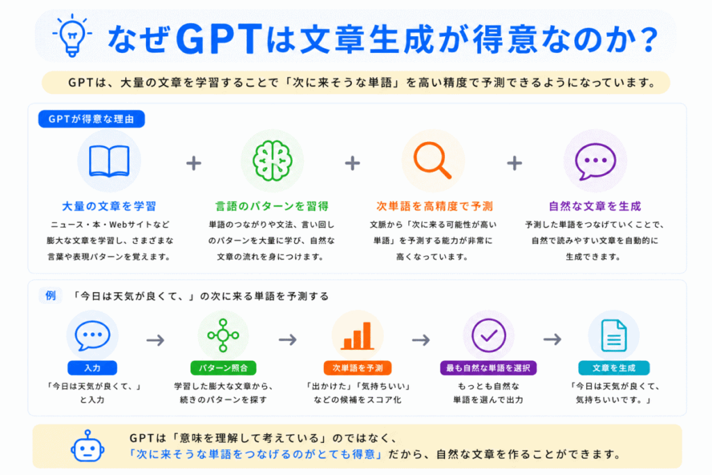 なぜGPTは文章生成が得意なのか？のイメージ画像