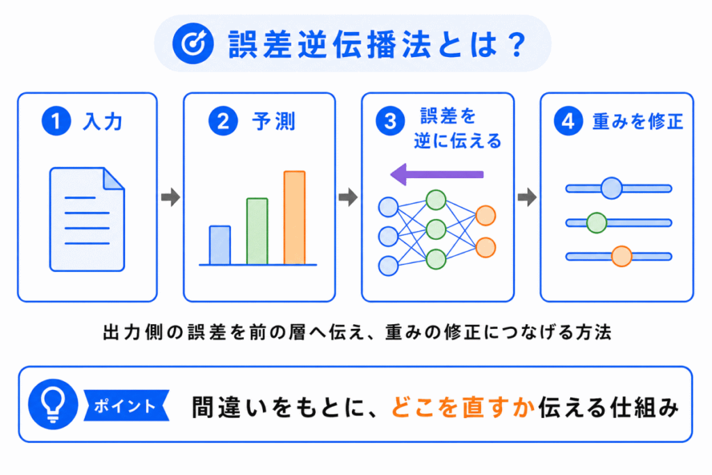 誤差逆伝播法とは?のイメージの画像
