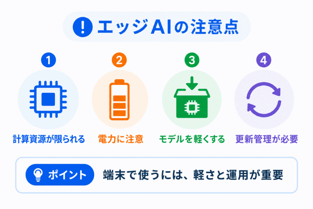 エッジAIの注意点のイメージ画像