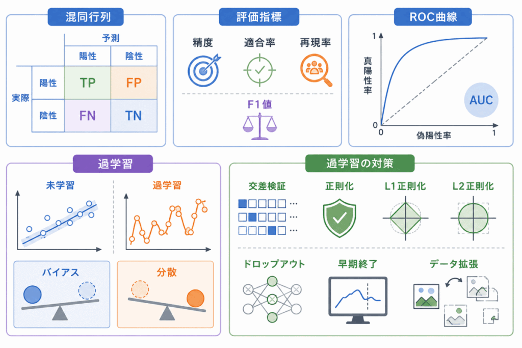 評価指標・過学習対策に関する用語のイメージの画像