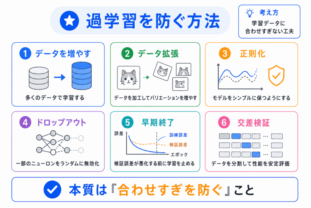 過学習を防ぐ方法のイメージ画像
