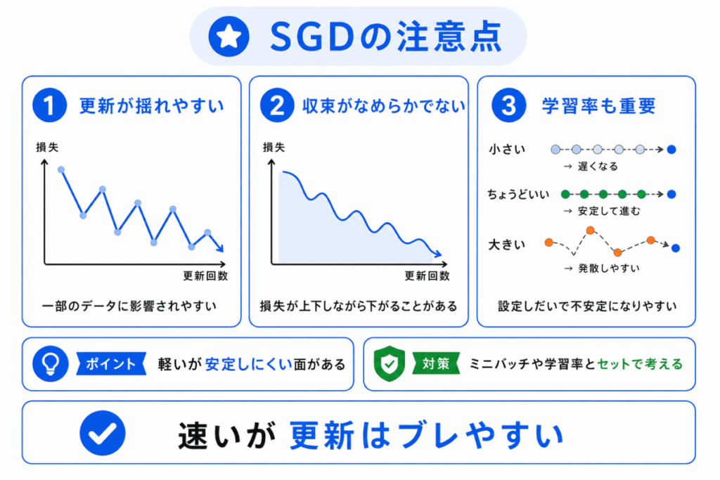 SGDの注意点のイメージ画像