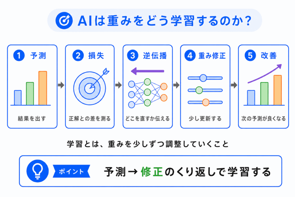 AIは重みをどう学習するのか？のイメージの画像