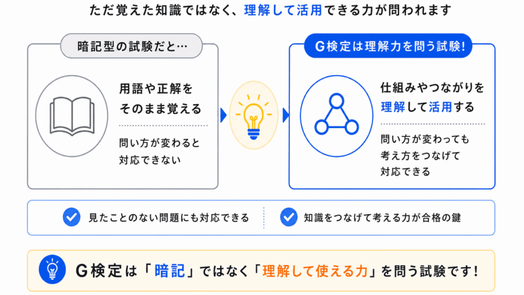 G検定は「暗記型の試験ではない」のイメージ画像
